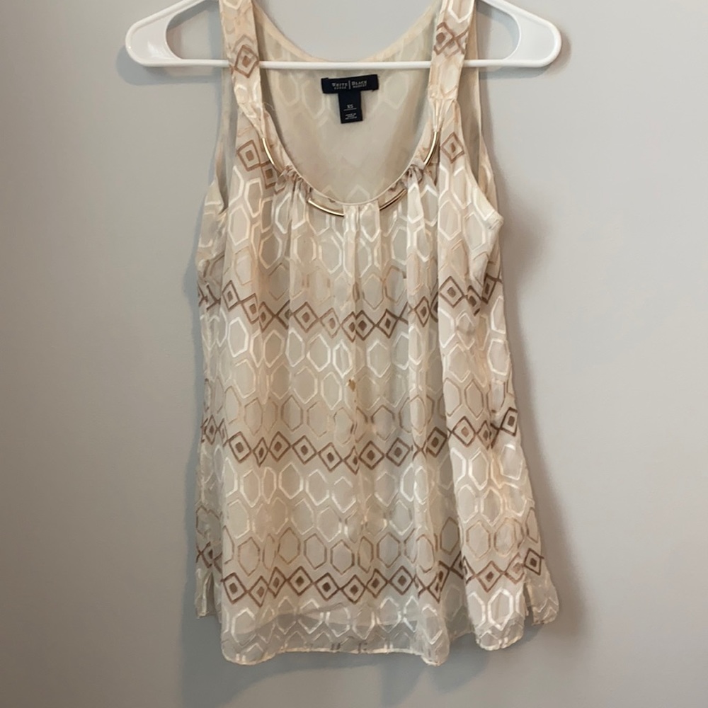 White and Gold White House Black Market Tank Top